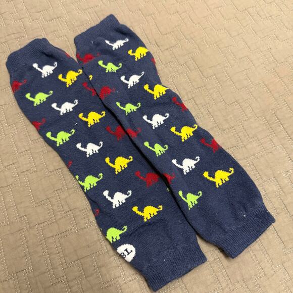 Cute Baby Legs Leggings Leg Warmers Blue Dinosaur Print Knit Stretchy Baby Boy - Picture 3 of 4